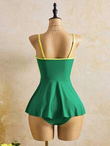 Bellisia 26SS 春夏度假风方领性感吊带巴西国旗印花泳装连衣裙（女款） - 彩色 - 查看 2