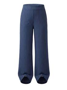 Franclia Plus Size Women Casual Elegant Striped Loose Pants Outfit - Navy Blue - View 3