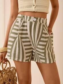 Lyxana Women's Casual Pocketed Button Shorts, Versatile For Daily Wear - Multicolor - View 1