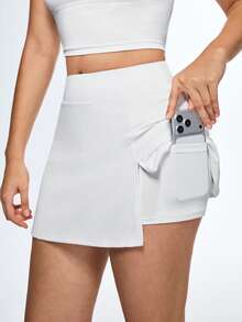 Eassivo High Waist Casual Split Hem Summer Yoga Pants - White - View 7