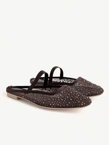 CUCCOO CHICEST Damskie buty wiosenne i letnie modne, ciemnobrązowe, z siateczki w kształcie diamentów, z gumką, damskie płaskie pantofle, eleganckie, wygodne, słodkie, damskie płaskie buty, półpantofle - Ciemna Kawa 2 - Zobacz 2