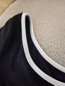 SHEIN Đầm cổ tròn tối giản thời trang dành cho nữ, món quà lý tưởng cho bạn bè. - màu đen - Xem 3