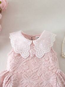 Souflis Souflis 女婴甜美公主蕾丝边领无袖粉色连衣裙，夏季 - 粉色 - 查看 3