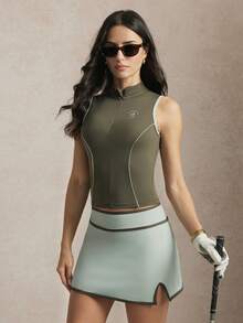 Activina Women's Golf Outfit - Vest, Skirt And Shorts Set - Mint Green - View 4