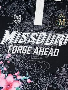 ROMWE MEN Street Life 青少年男童花卉字母印花短袖T恤，适合日常穿着，春夏款 - 彩色 - 查看 4