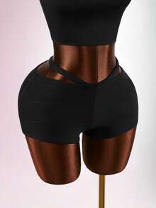 Amplova Women's Fashionable Tummy Control Push-Up Shorts - Black - View 8