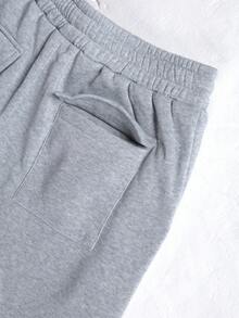 Manfinity Roghcode Plus Size Men's Solid Color Casual Sweatpants Mens Sweat Pants Baggy Gym For Men Jogging S Grey Tracksuit Cotton - Grey - View 7