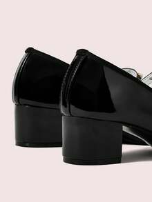 CUCCOO DOLLMOD 女士时尚蝴蝶结玛丽珍高跟鞋 - 黑色 - 查看 5