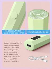 Teckwe Đèn sấy móng tay cầm tay di động, đèn sấy móng tay UV/LED cho mọi loại sơn gel, dụng cụ làm móng nghệ thuật, đèn sấy móng nhanh có thể sạc lại, bộ 3 trong 1 bao gồm giá đỡ, đèn sấy móng và cáp dữ liệu, thích hợp cho tiệc Halloween. - Nhiều màu - Xem 6
