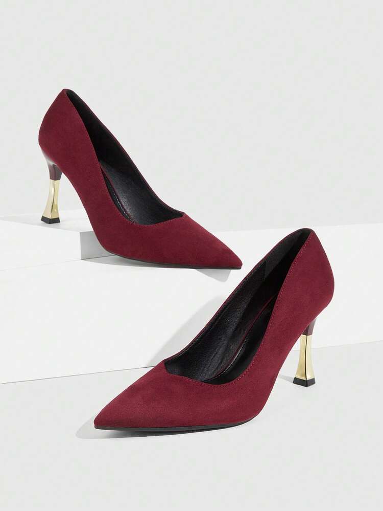 CUCCOO SZL Women Shoes Four Seasons New Solid Color Pointed Wine Glass Contrast Color High Heel Commuter Fashion Sexy Style High Heel Shoes Commuter Dinner Party Office Workers Wear