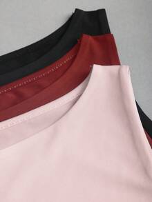 Sweetra 黑色、白色和棕色V领背心套装，简约设计，休闲百搭夏季款 - 彩色 - 查看 5