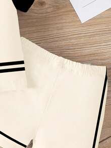 2pcs/Set Young Boys Casual Sports 66 Graphic Print Top And Numeric Print Shorts, Colorblock T-Shirt Outfit, Summer - Multicolor - View 4