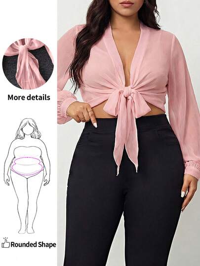 Enliva 女式加大码轻薄灯笼袖系腰前开襟和服，夏季