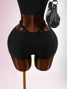 Amplova Women's Fashionable Tummy Control Push-Up Shorts - Black - View 12