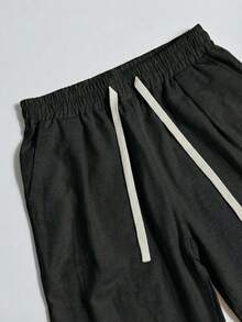 VIVINTIMO Pantalones casuales sueltos de pierna ancha con cordón y bolsillos para hombre - Negro - Ver 4