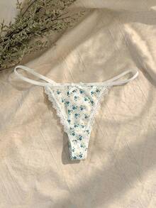 CottageSlumber 3pcs/Set Women's Lace Patchwork Floral Thong Panties - Multicolor - View 3