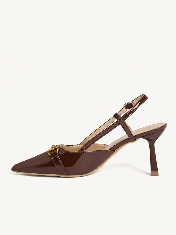 CUCCOO CHICEST Women Shoes Spring And Summer Metal Horse Buckle Pointed Heel 7.2cm Commuter Style Patent Leather Multi-Color Optional Women's High Heel Sandals Daily Dating Women's High Heel Shoes Summer Shoes Wedding Shoes Bride Shoes