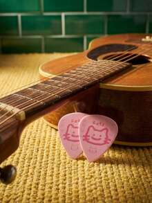 Joivida 1个/2个/3个粉色小猫吉他拨片，卡通风格，高品质，耐磨，尤克里里，防滑，摇滚/民谣吉他拨片。 - 粉色 - 查看 2