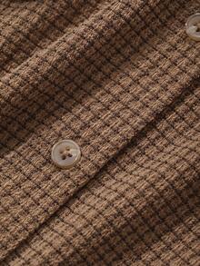 Dazy Plus Camiseta de manga corta ajustada con textura de tela, primavera/verano - Camel - Ver 3