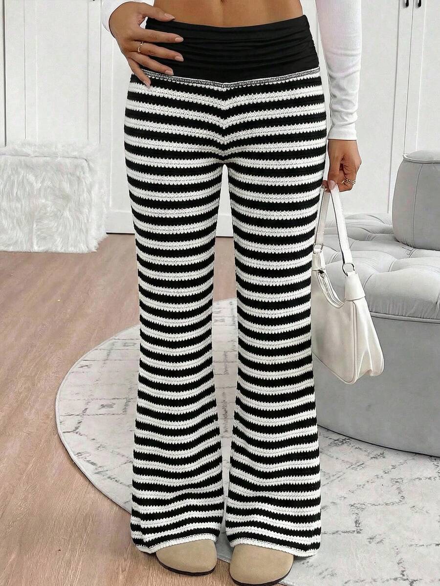 少女格子日常穿着抓绒足球/运动裤 黑白运动阔腿裤 - 黑與白 - 查看 1