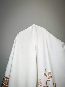 Lumivelle Đầm nữ tay lửng 3/4 thắt nơ phía trước, họa tiết hoa, kiểu dáng đi nghỉ mát. - Màu be - Xem 4