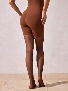 40D 女士塑身提拉连裤袜，舒适 - 咖啡棕 - 查看 2