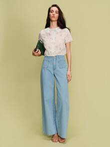 lacRébo Áo sơ mi trắng thêu hoa cổ Peter Pan, kiểu dáng công sở, dễ thương, thích hợp đi nghỉ mát, mùa xuân hè, phong cách Pháp, Paris. - Nhiều màu - Xem 4