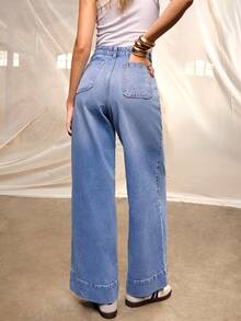Daynim Jeans de cintura alta y pierna ancha - Azul lavado medio - Ver 3