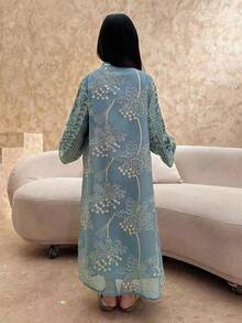 Dazy Kids Tween Girl Bohemian Style Embroidered V-Neck Long Sleeve Loose Dress - Blue - View 4