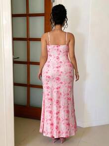 Elenzga Frauen Große Größen Blume Muster elegantes französisches romantisches pastorales süßes Date Party Kleid Frauen Urlaubsoutfit Sets Rosa Frauen Sommer Outfits Babyphat Frauen Kleid Abendgarderobe Frauen Outfit Sets Knallrosa - Verschiedenfarbig - Übersicht 6