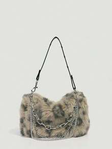 Joivida 1Pc Women's Leopard Print Fuzzy Armpit Bag, Winter Plush Chain Bag With Premium Texture - multicolor - View 16