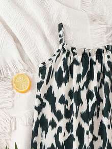 Young Girls Tropical Plant Print Loose Jumpsuit, Cute, Casual, Fashionable, Versatile, Suitable For Party, Outing, Sister Photo Shoot, Park, Camping, Vacation, Daily Leisure - Multicolor - View 4