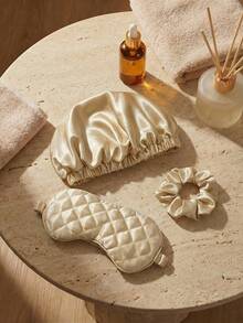 三件套浴帽套装，遮光眼罩+睡帽+发带，睡眠套装，松紧度可调节 - 彩色 - 查看 1