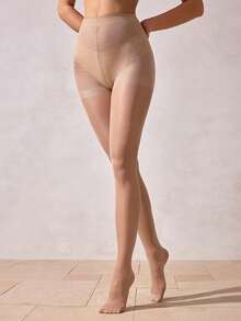 1 件女式 20D 简约纯色杏色紧身裤袜 - 杏色 - 查看 8