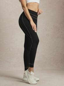 Activina High Waist Seamless Sports Leggings - Blue - View 6