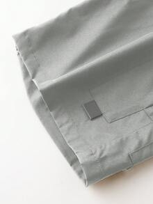 Manfinity Homme Men's Fashionable Casual Solid Color Pocket Drawstring Shorts - Light Grey - View 8
