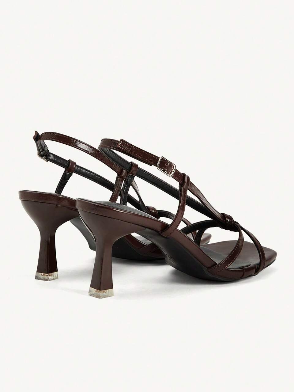 CUCCOO CHICEST Women's Shoes Cross Strap Open-Toed Square Toe Stiletto Fashion Commuter Brown PU Leather Heels Sandals Dating Vacation Afternoon Tea Summer