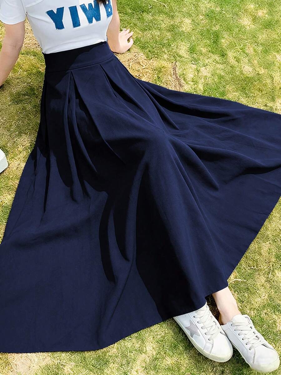 Modelyn 高腰褶裥喇叭裙 女装 秋季款