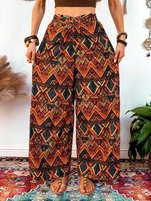 Fembélia Women's Casual Loose Printed Pants - Multicolor - View 3