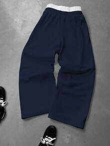 PAVTROS Men's Casual Versatile Contrast Waistband Sweatpants - Royal Blue - View 2