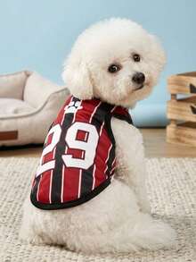 PETSIN Áo thun cho chó mèo đa năng 29 inch, kiểu dáng cổ điển, sọc đỏ đen, thời trang, thoải mái, thích hợp mặc nhà. - Nhiều màu - Xem 2
