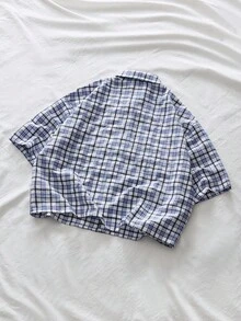 AXEPEAK Men's Casual Plaid & Star Print Front Button Short Sleeve Shirt, Summer - Multicolor - View 2