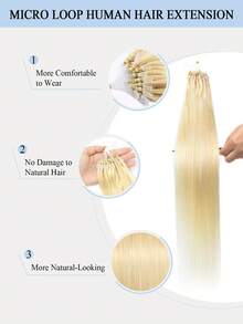 Micro Loop Hair Extensions Human Hair Extensions 1 Pack Natural Straight Invisible Beads Thick Micro Ring Loop Hair Extensions With Fishing Line No Glue Needed Soft For All Women Beginner Friendly - Multicolor - View 7