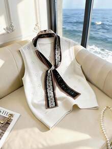 GlowEve 优雅V领无袖上衣，女士春夏新款设计 - 白色 - 查看 3