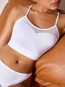 1 pieza Sujetador diario sin costuras y sin espalda para mujer, ropa interior y sujetador transpirable y de secado rápido para damas - Blanco - Ver 4