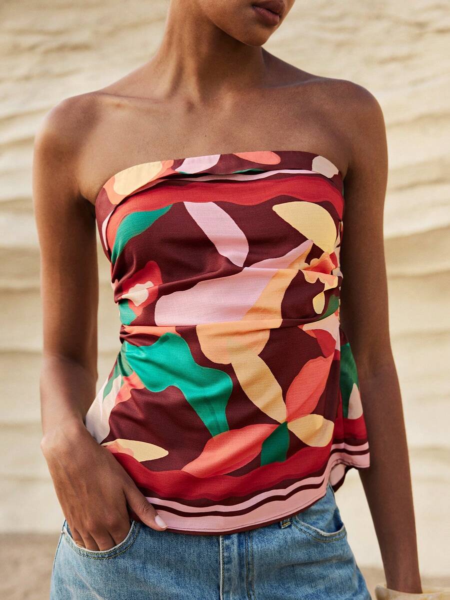 Maija Top bandeau con estampado floral casual para mujer - Multicolor - Ver 1