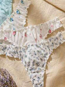 5pack Strawberry Print Lettuce Trim Panty - Multicolor - View 6