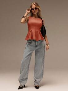 SHEIN Forever 21 春夏女装浪漫/舞会/正式/生日/90年代风格/商务休闲/优雅/西式/外出/时尚/休闲/千禧年风格/夜店/办公室/鸡尾酒会/复古/紧身/锐舞派对/音乐节/趣味/优雅/老钱风/街头风/度假装/乡村音乐会/工作装/端庄/春假/单身派对/演唱会/酷炫/基础款/毕业/A字裙/无袖/灰色上衣 - 摩卡棕 - 查看 3