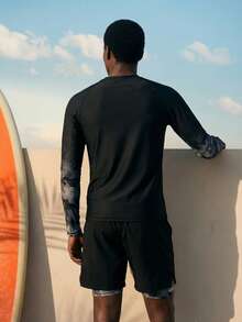 Manfinity VDAYZ Bộ đồ bơi dài tay in họa tiết tối giản dành cho nam giới, có khả năng chống nắng. - Nhiều màu - Xem 2