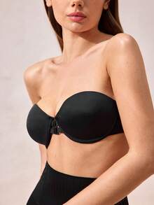 Strapless Bra Front Closure Push Up Bras For Women Heart Pattern Cup Backless Invisible Strapless Underwear Sexy Lingerie With Adjustable Straps Tube Top Great For Backless Dress Non-Slip Anti-Exposure Underwire Bra - Black - View 6